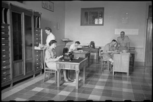 Staff in Registrar's Office at 1 New Zealand General Hospital, Molfetta, Italy, World War II - Photograph taken by George Bull