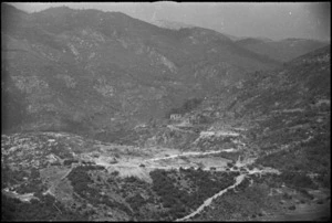 Characteristic hilly country with steep winding roads in the Cassino area, Italy, World War II - Photograph taken by George Kaye