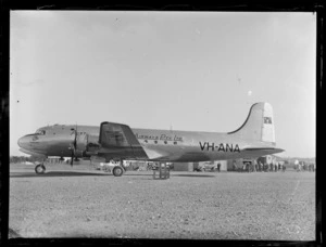 Passenger aircraft Douglas DC-4 Skymaster Amana, VH-ANA, operated by ANA (Australian National Airways), at RNZAF Station, Whenuapai, Auckland