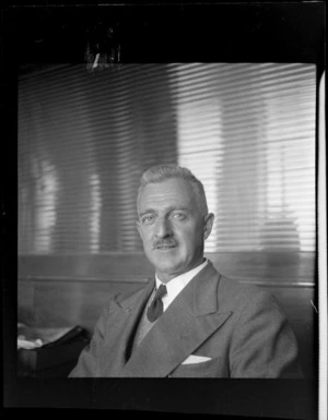 Portrait of Lloyd Thomas of Whites Aviation, Whites Aviation Office, Auckland