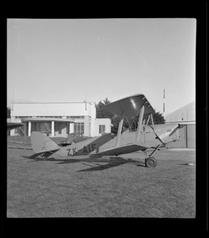 View of Auckland Aero Club's DH Tiger Moth bi-plane ZK-AIS, Mangere Airfield, Auckland