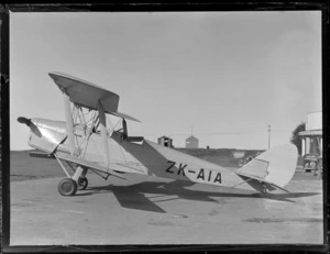 View of Auckland Aero Club's DH Tiger Moth bi-plane ZK-AIS, Mangere Airfield, Auckland