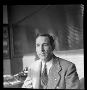 Portrait Q Campbell of Pan American Airways (PAA), Whites Aviation Office, Auckland