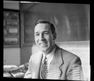 Portrait Q Campbell of Pan American Airways (PAA), Whites Aviation Office, Auckland