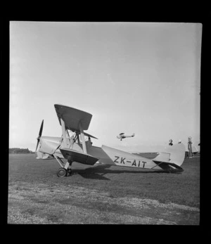 View of an Aircraft Services Tiger Moth ZK-AIT bi-plane, Mangere Airfield, Auckland