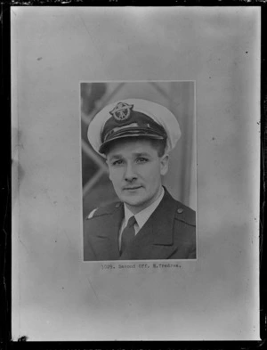 Copy photo of the portrait of Second Officer E A M Tredrea of TEAL in uniform, [Auckland?]
