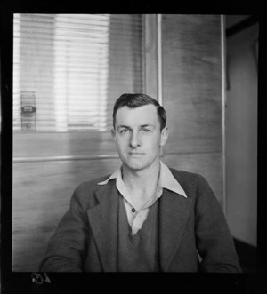 Portrait of T Pearce ex 17th Squadron RNZAF, Whites Aviation Office, Auckland City