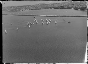 Yachts on Auckland harbour, during the 18 foot yachting championships