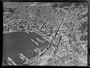 View of Wellington City central business district and wharves to Newtown beyond