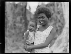 Portrait of a Bougainville Island woman and child, North Solomon Island group