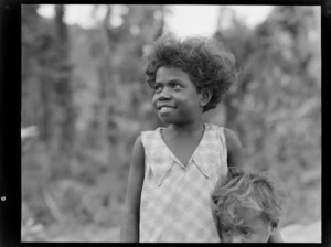 Portrait of two Bougainville Island children, North Solomon Island group