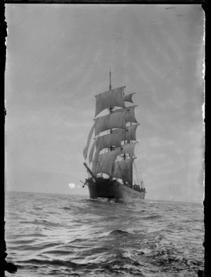 An unidentified sailing ship sailing through Hauraki Gulf, Auckland