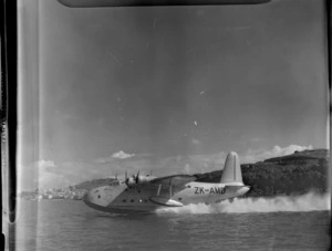 TEAL Short Tasman Flying Boat ZK-AMD Clipper 'Australia', leaving Auckland