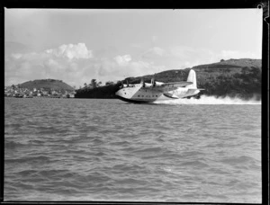 Side view of the TEAL Short Tasman Flying Boat ZK-AMD Clipper 'Australia'