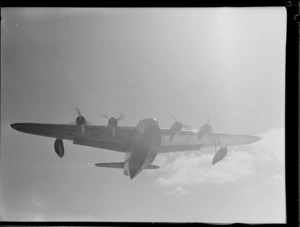 TEAL Short Tasman flying boat ZK-AMD Clipper 'Australia' about to alight, over Auckland