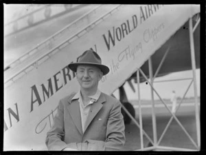 Mr Chubb, sitting in front of Pan American World Airways Aircraft