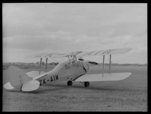 De Havilland DH 82 Tiger Moth biplane ZK-AIW, at Hawera Aero Club, South Taranaki District