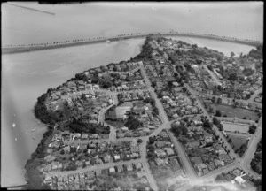 Saint Stephens Avenue with Parnell District School, looking to the harbour with Tamaki Drive beyond, Parnell, Auckland City