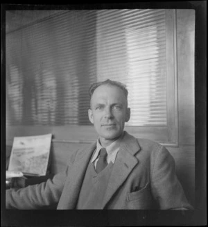 Portrait of Ian Stephens, Editor of the Calcutta Statesman India, Whites Aviation Office, Auckland