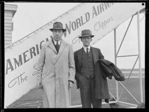 John Croydon, left, and Alexander Small, right, passengers on a Pan American Airways clipper flight