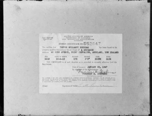 Photograph of a United States of America Civil Aviation Administration Airman Certificate authorisation for T M Boreham of Point Chevalier as a mechanic, Auckland City