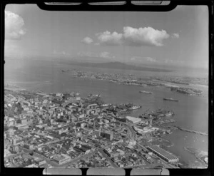 Auckland CBD and waterfront area, looking to Devonport and the Waitemata Harbour entrance, Auckland City