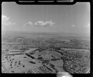 One Tree Hill and Cornwall Park, looking to Hobson Bay and the Waitemata Harbour entrance, Epsom, Auckland City