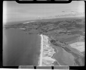 Waipu River Estuary with Cove Road in foreground, looking to Waipu Cove and McKenzie Cove with Langs Beach beyond, Northland Region