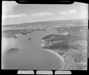 Paihia coastal settlement with jetty, looking south to Opua and Waikare Inlet, Bay of Islands, Northland Region
