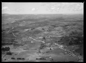 The settlement of Hikurangi surrounded by farmland, with George Street in foreground looking north, Northland Region