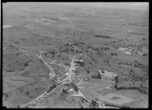The town of Wellsford located at the junction of State Highway 1 and 16 surrounded by farmland, Rodney District, North Auckland Region