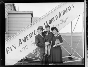 Mr W Turner with his wife and son, passengers on a Pan American World Airways flight