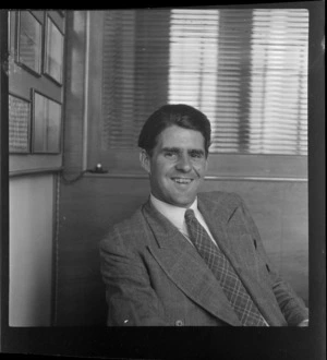 Portrait of Paul Haywood of Aircraft Supplies, Whites Aviation Office, Auckland