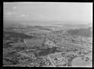 Aerial view of Whangarei, including racecourse, Hatea River and Whangarei Habour, Northland region