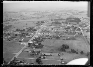 The Northland town of Kaikohe with Broadway Street (State Highway 12) through town,looking south-west to farmland beyond