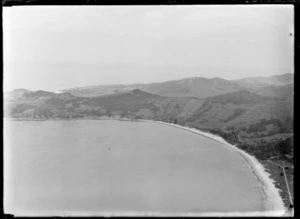 Omapere Beach settlement with State Highway 12 by the southern entrance of the Hokianga Harbour, Northland Region