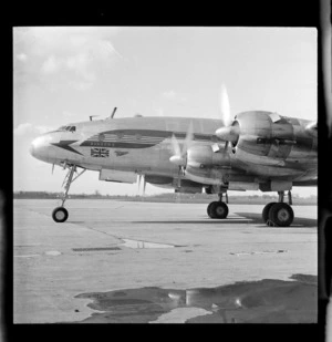 British Overseas Airways Corporation Lockheed Constellation aeroplane 'Bangor II', at an unidentified airport, Montreal, Canada