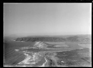 Waikato Heads, Franklin District, with river mouth, looking South