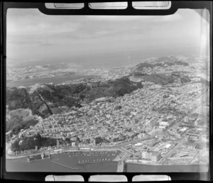 Wellington City, including Oriental Bay, Mt Victoria (foreground), Evans Bay and Lyall Bay (centre background)