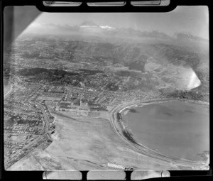Rongotai Airport with land being prepared for development, Lyall Bay on right, Wellington