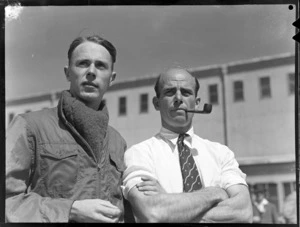 North Island Air Pageant. Two Wanganui Pilots: J Pettigrew, winner of the Herald Cup (left) and T N Silk, winner of the Gloucester Cup.