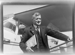 North Island Air Pageant with Dr H K Christie of Wanganui photographed in front of his Auster aircraft