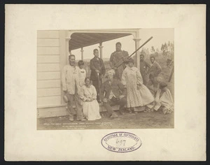 The great Ngati Maniopoto chief Wahanui with family and friends at his house at Alexandra