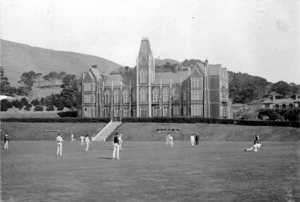 Wellington College with cricket game in progress