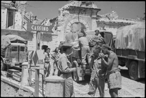 New Zealanders in the town of Atina, Italy, World War II - Photograph taken by George Kaye