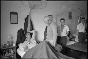 Prime Minister Peter Fraser speaks to patients at 2 New Zealand General Hospital, Caserta, Italy, World War II - Photograph taken by George Kaye