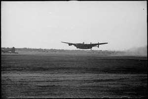 York aircraft, carrying Prime Minister Peter Fraser, takes off from Bari Airport, Italy, World War II - Photograph taken by George Bull