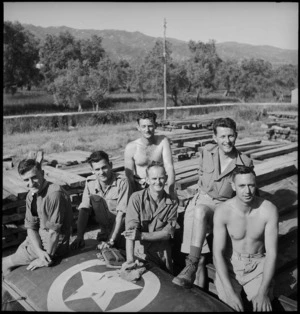 Some members of the New Zealand Forestry Unit in southern Italy, World War II - Photograph taken by M D Elias