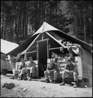 Group of New Zealand Forestry Unit members in southern Italy, World War II - Photograph taken by M D Elias