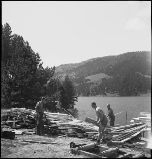 Part of NZ Forestry Unit mill on lakeside in southern Italy, World War II - Photograph taken by M D Elias